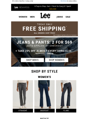 Lee Jeans - Free Shipping + 2 for $69 Jeans & Pants