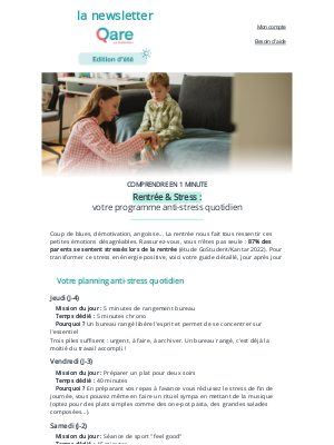 Qare (France) - Votre planning pour une rentrée sans stress