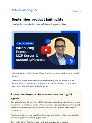 ActiveCampaign - New to ActiveCampaign: Your September updates