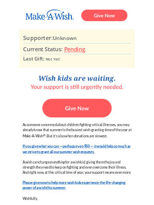 Make-A-Wish America - Status: Pending
