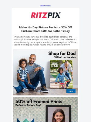 RitzPix - Half Off for Dad! 🎁 50% Off Canvas & Framed Prints