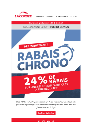 La Cordée (Canada) - L’offre Rabais Chrono est lancée ⏱️