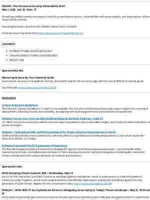SANS Institute - @RISK®: The Consensus Security Vulnerability Alert: Vol. 25, Num. 17
