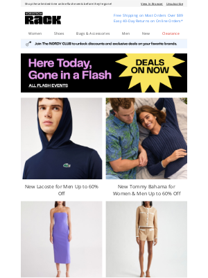 Nordstrom Rack - New Lacoste for Men Up to 60% Off | New Tommy Bahama for Women & Men Up to 60% Off | New A.L.C. Up to 60% Off | And More!