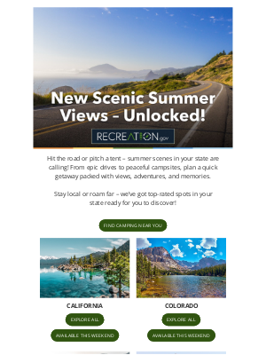 Recreation.gov - Camping in Your State Available this Weekend!