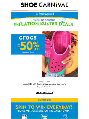 Shoe Carnival - Up to 50% off Crocs 🐊