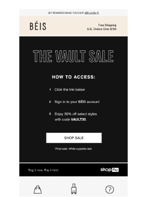 BEIS - THE VAULT SALE IS HERE