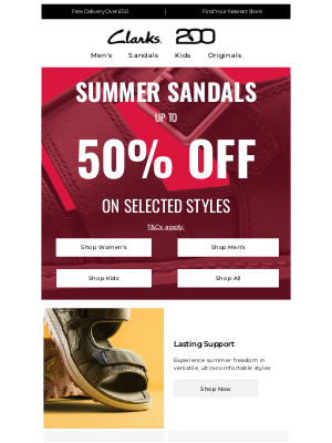 Clarks Shoes (United Kingdom) - Up to 50% off selected sandals