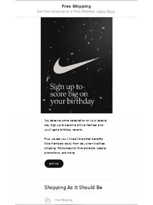 happy birthday email to customer from Nike