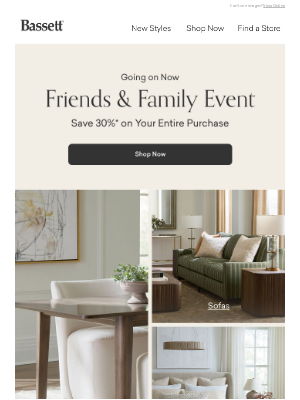 Bassett Furniture Industries - For You: 30% Off Your Entire Order