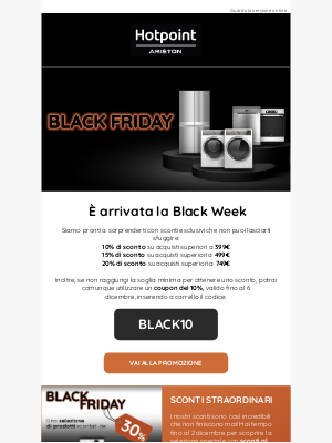 Hotpoint (Italy) - Black Week è arrivata: sconti esclusivi fino al 20%