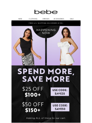 bebe - Why Settle? Save Up to $50 NOW!!!