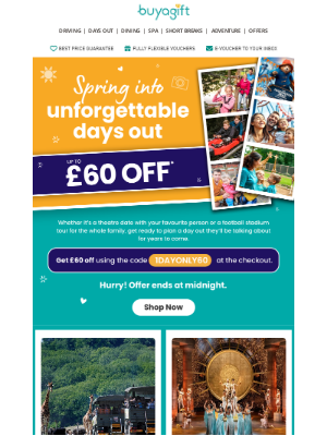 Buy A Gift (United Kingdom) - 🌻 Spring Adventures Await – Now With £60 Off