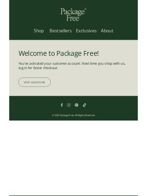 Package Free - Customer account confirmation