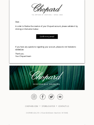 Chopard - Your Chopard account creation