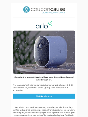 Coupon Cause - Memorial Day Savings! 🌟 | Save Up To 63% at Arlo!