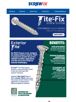 Screwfix (United Kingdom) - 🔩 Complete your Next Outdoor Project with Tite-Fix® Screws