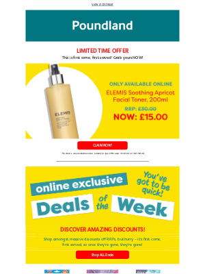 Poundshop - HALF-PRICE Elemis Toner 🚨 LIMITED STOCK!