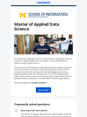 Coursera - Earn a Master of Applied Data Science - 100% online