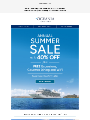 Oceania Cruises - Plan Now, Adventure Soon: Up to 40% Bonus Savings