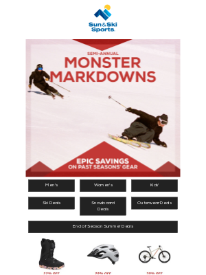 Sun & Ski - Shop Monster Markdowns & Save up to 40% on Past Seasons Gear