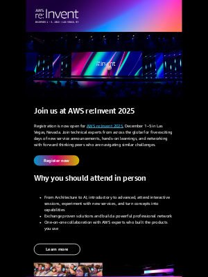 Amazon AWS - Registration is now open for AWS re:Invent 2025