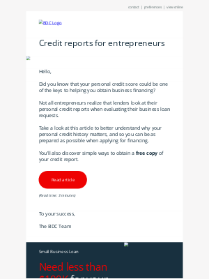 BDC (Canada) - Business loans: is your personal credit score relevant?