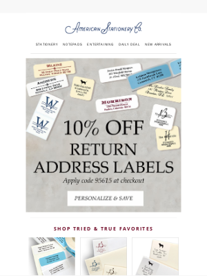 American Stationery - 10% off 📫 Return Address Labels