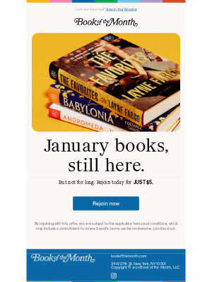 Book of the Month - Final call for January books.