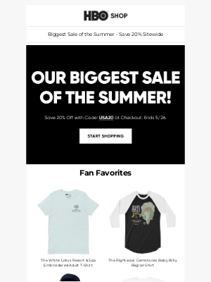 HBO - Shop Our Biggest Sale Of The Summer!