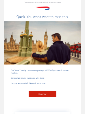 British Airways (United Kingdom) - ​It's Travel Tuesday. Only 1 day left of our sale