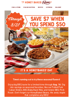 HoneyBaked Ham - $7 off $50 | $5 off $35 🔥 Last chance to save on seasonal favorites