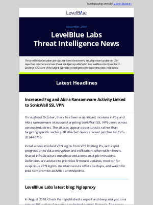 Cyber Security - News from LevelBlue Labs - November 2024