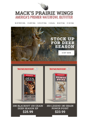 Mack's Prairie Wings - Deer Ammo Deals Are In Season!