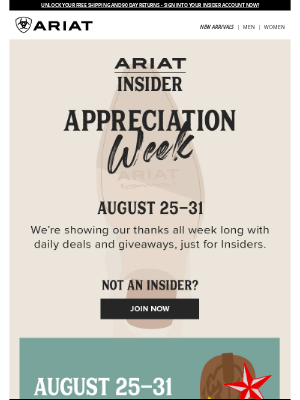 Ariat International Inc - It's ON! Insider Appreciation Week