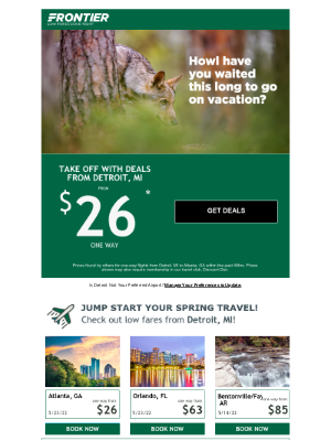 Frontier Airlines - HOWL could you miss these travel deals? 🐺