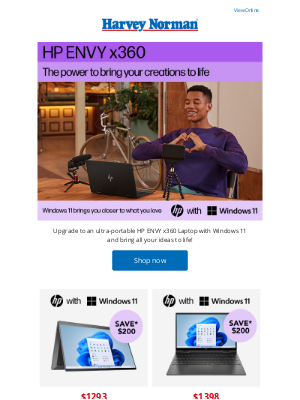 Harvey Norman (AU) - HP ENVY x360 Laptops with Windows 11 | Create from anywhere