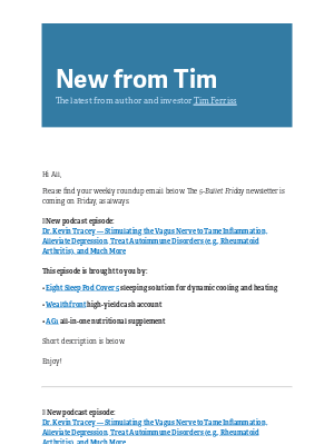 Tim Ferriss - New from Tim — 