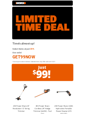 Worx - ⚡ Ends tonight: JUST $99