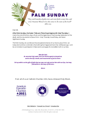 Catholic Charities USA - Palm Sunday: The king returns to the City of David