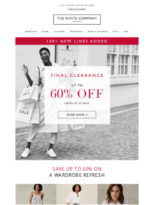 The White Company - Final clearance | Up to 60% off clothing (and much more!)