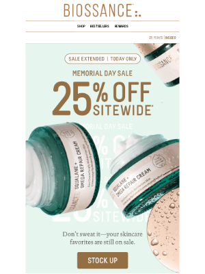 BIOSSANCE - 25% OFF EXTENDED, today only! 💃