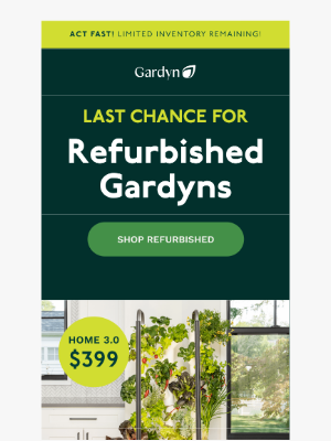 Gardyn - Only a Few Left! Get $399 Refurbished Gardyns🚨