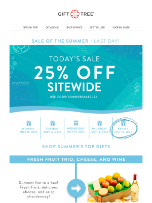 GiftTree - Summer Sale Day Five! 25% OFF Sitewide! (Final Hours)