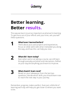 Udemy - 3 questions to help you start learning again — better than before.