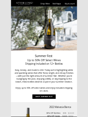 Sterling Vineyards - Summer Fest Favorites! Whites & Sparkling