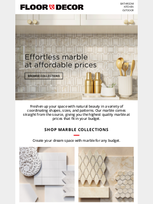 Floor And Decor - Coordinating marble brings home effortless style