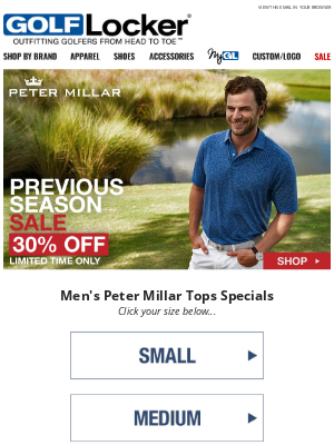 Golf Locker - Peter Millar Previous Season Sale - Shop by Size