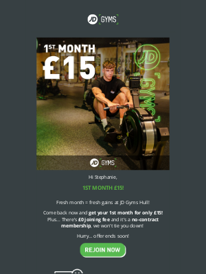 JD Gyms - Fresh month = fresh gains 💪 1st month £15