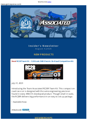 Team Associated - Team Associated Insider’s Newsletter, August 4, 2025